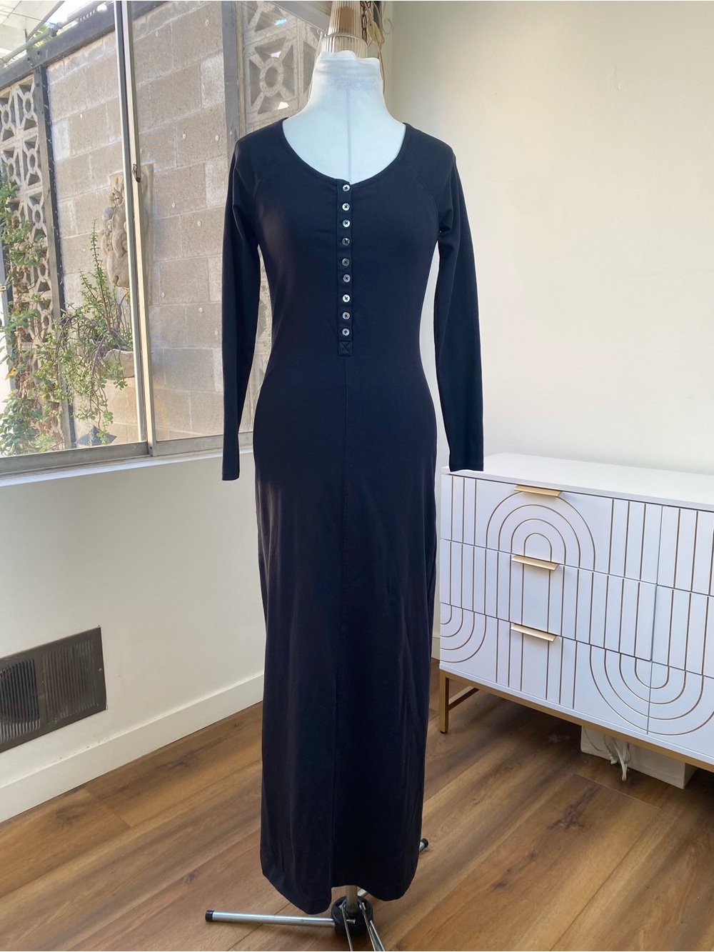LSPACE x Anthropologie NWOT Long Sleeve Maxi Dress in Black, Size S - Picture 2 of 10